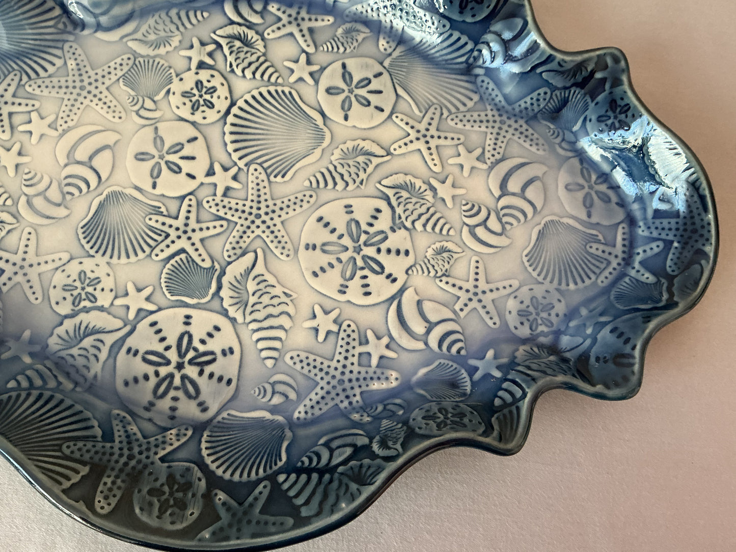 Blue Starfish and Seashells Platter