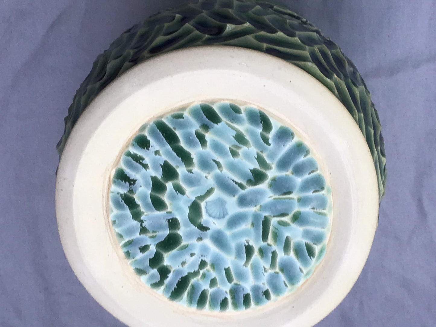 Beautiful Blue / Green Carved Vase