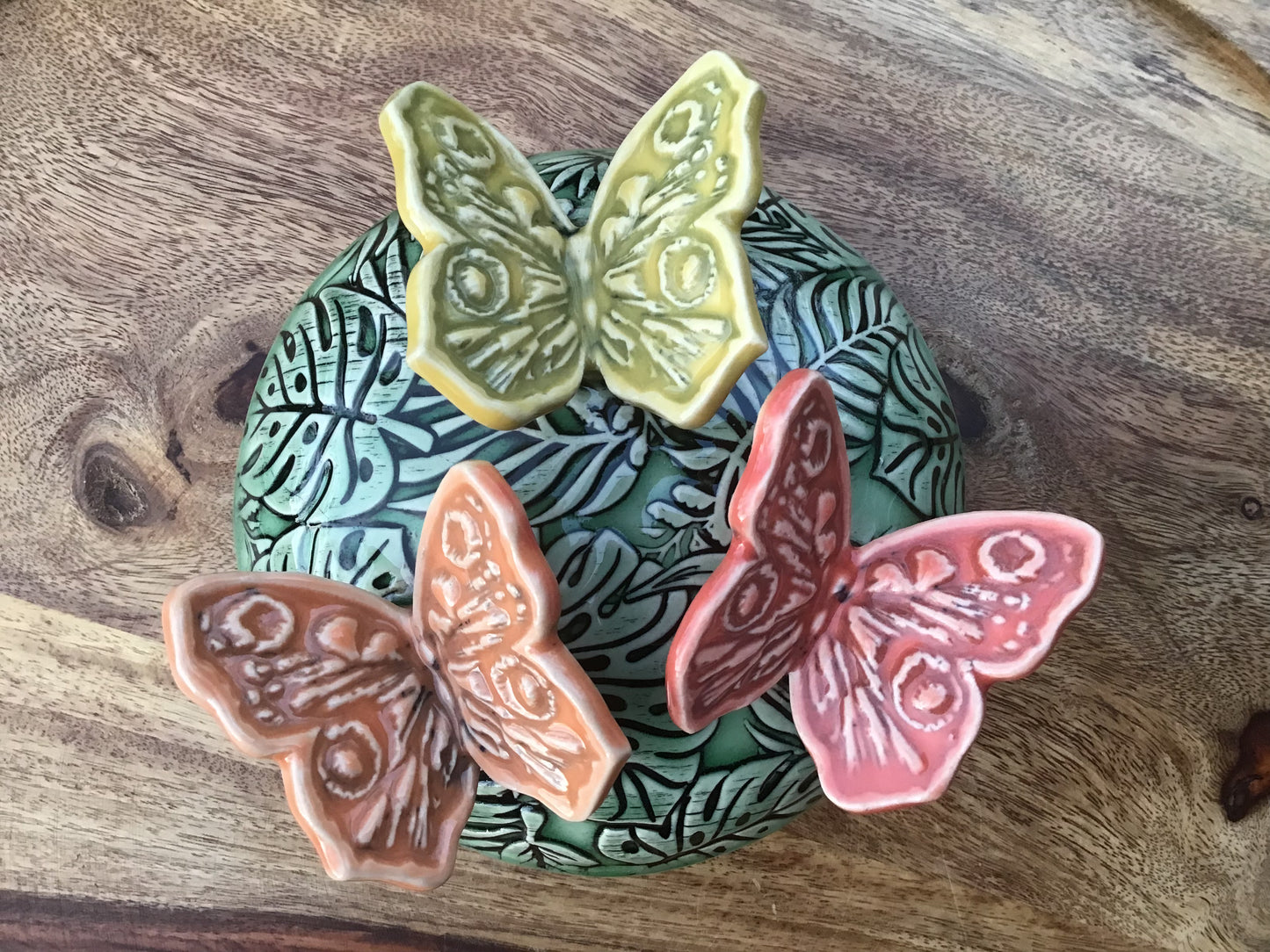 Round Green Orb with Butterflies