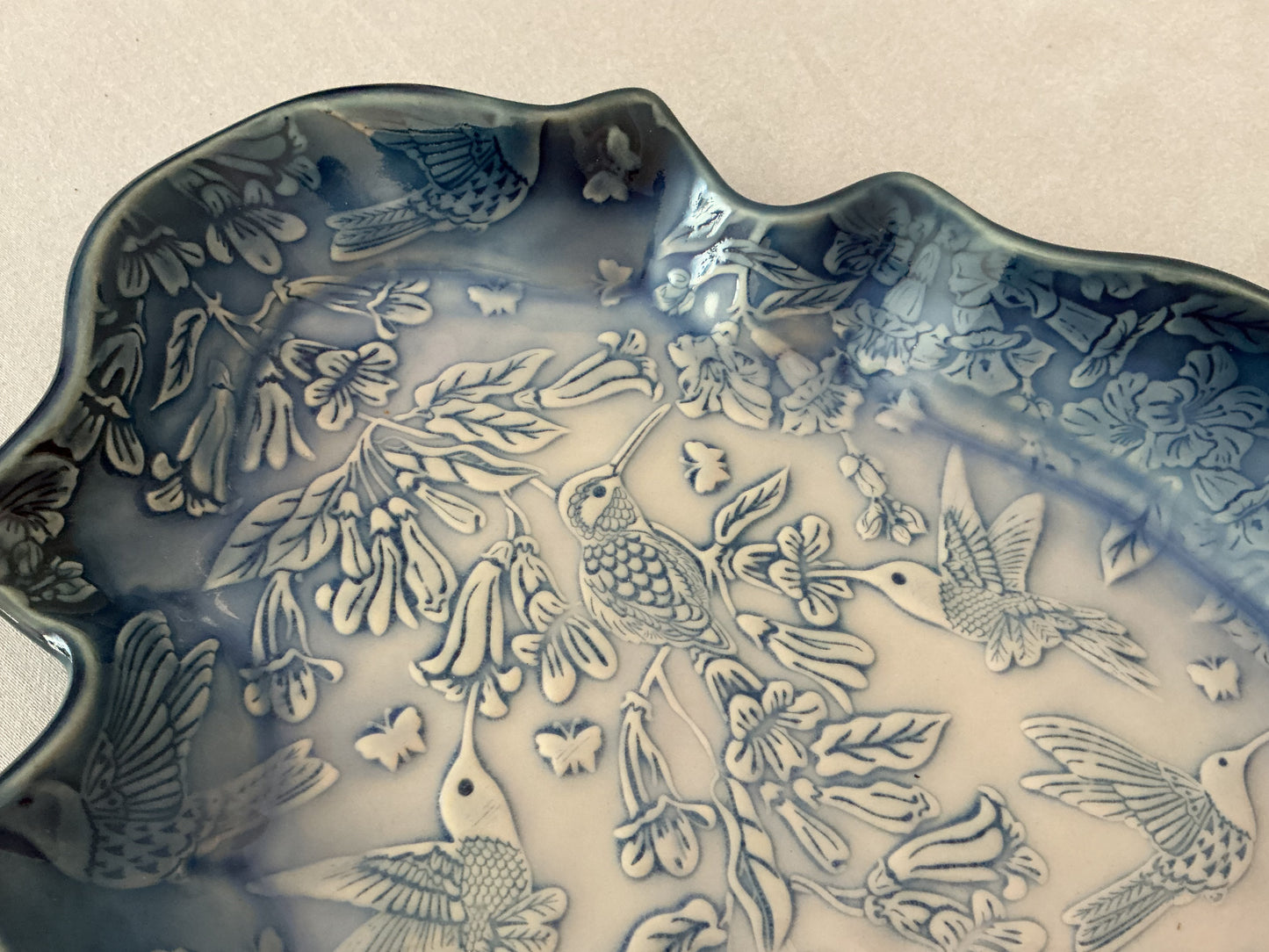 Blue Hummingbirds Platter