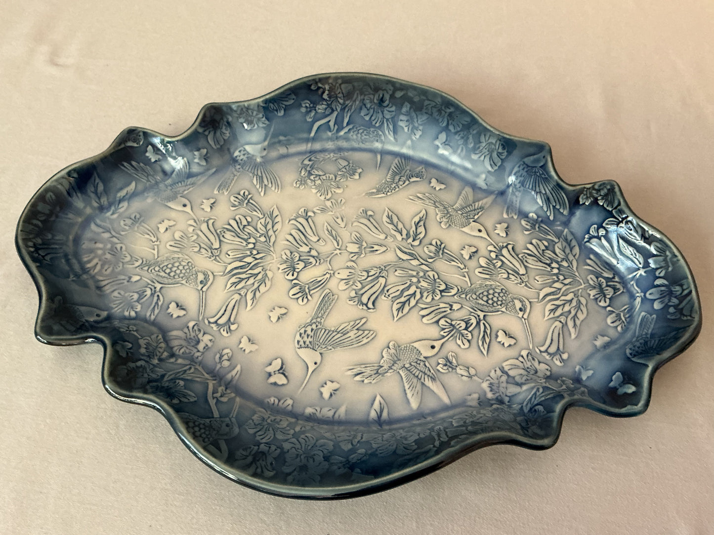 Blue Hummingbirds Platter