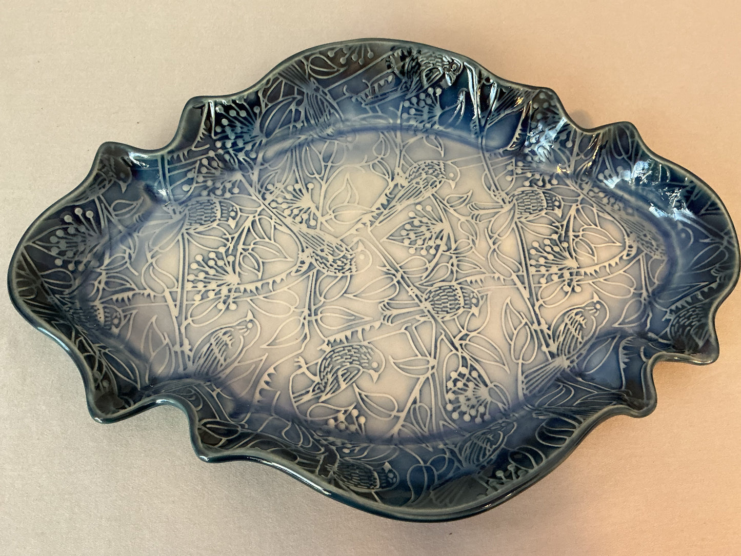 Blue Hummingbirds Platter