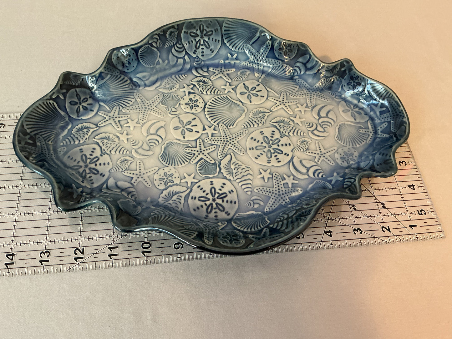 Blue Starfish and Seashells Platter