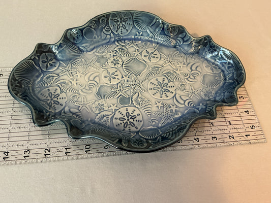 Blue Starfish and Seashells Platter