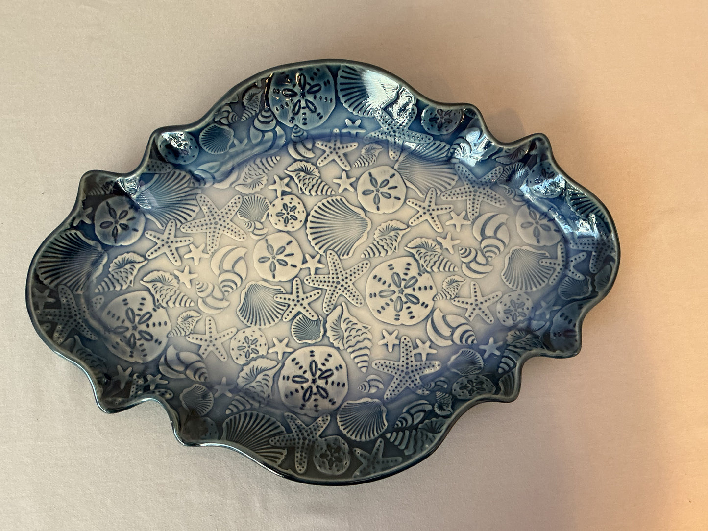 Blue Starfish and Seashells Platter