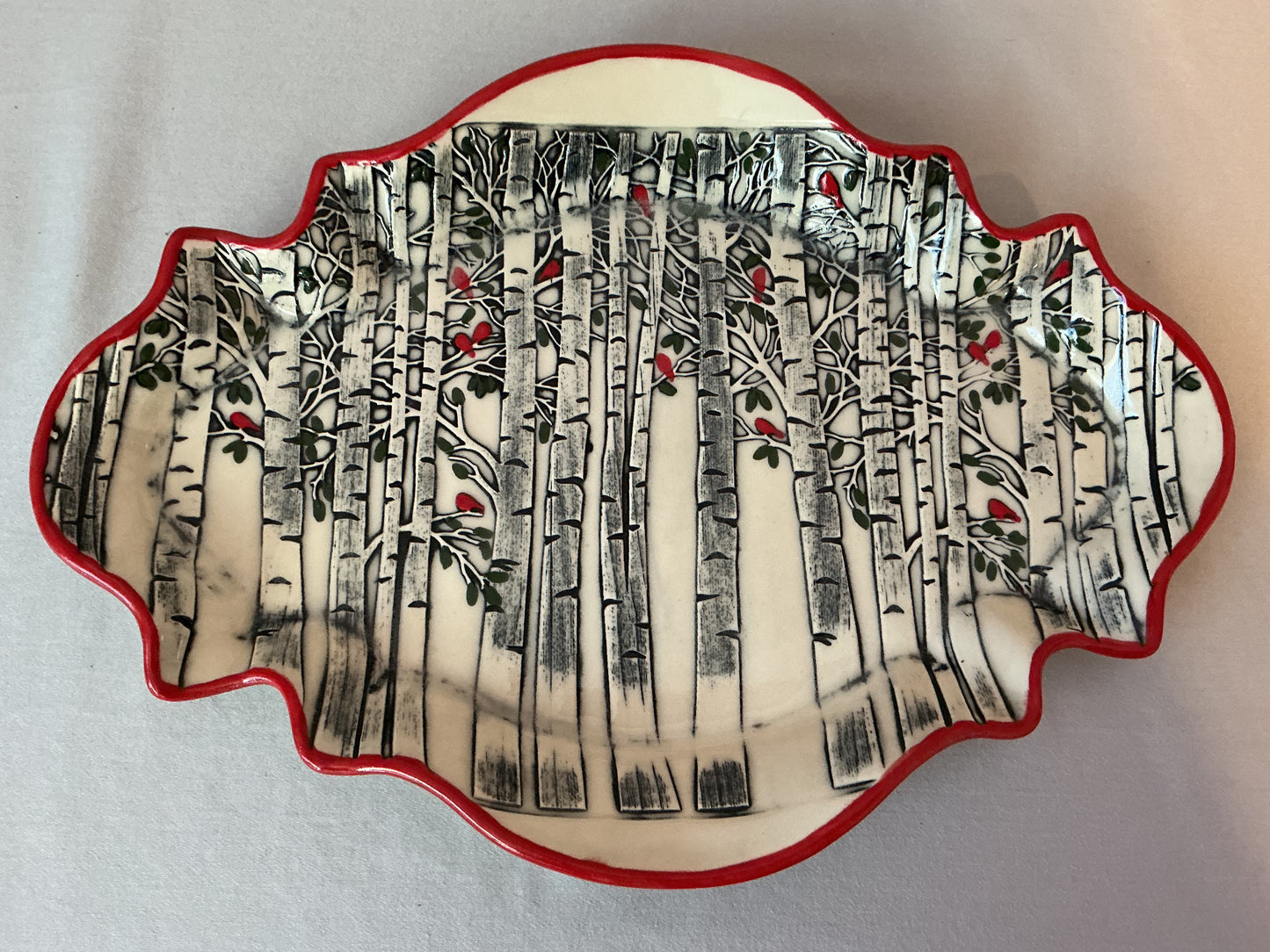 The Birch Trees and Cardinals Platter