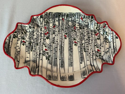 The Birch Trees and Cardinals Platter