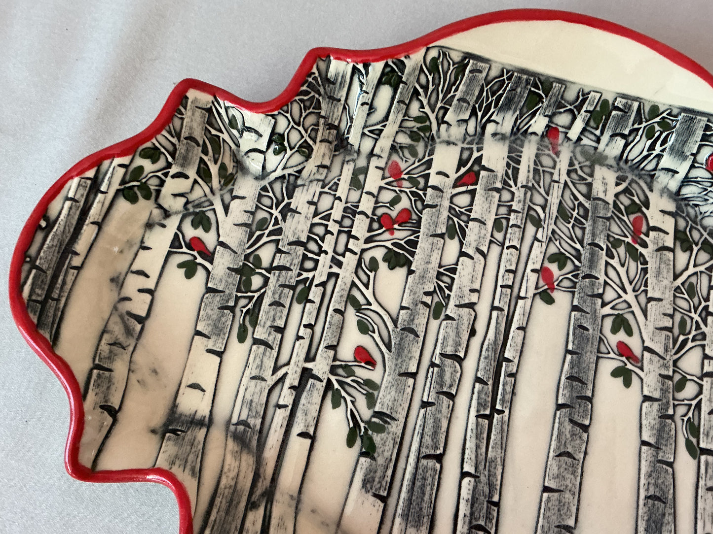 The Birch Trees and Cardinals Platter