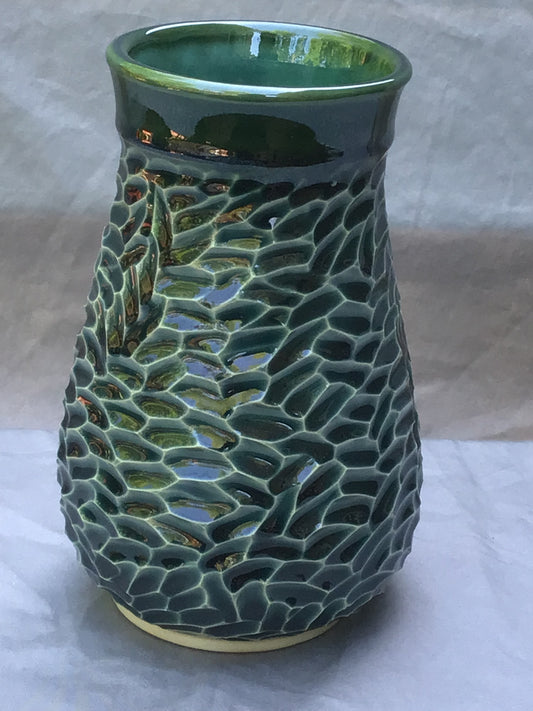 Beautiful Green Color Carved Vase